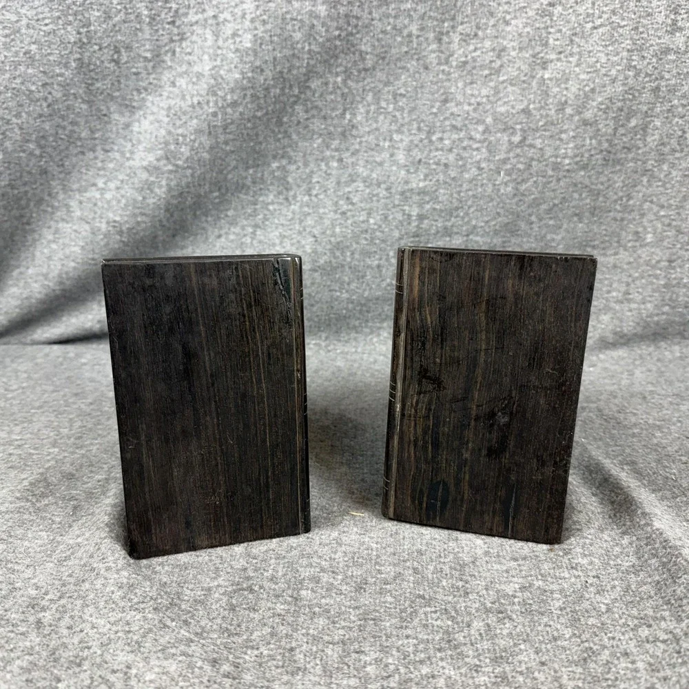 Wood Elephant Bookends Pair Hand Carved Book Holder Brown Home Decor Shelf